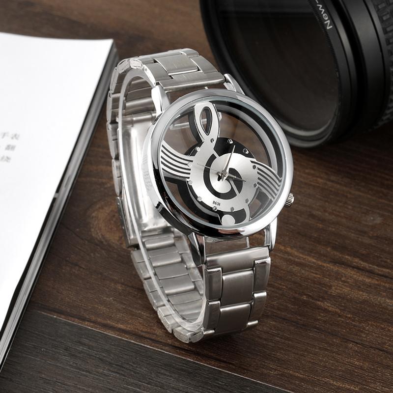 2017 New Luxury Brand Fashion And Casual Music Note Notation Watch Stainless Steel Wristwatch For Men And Women Silver Watches